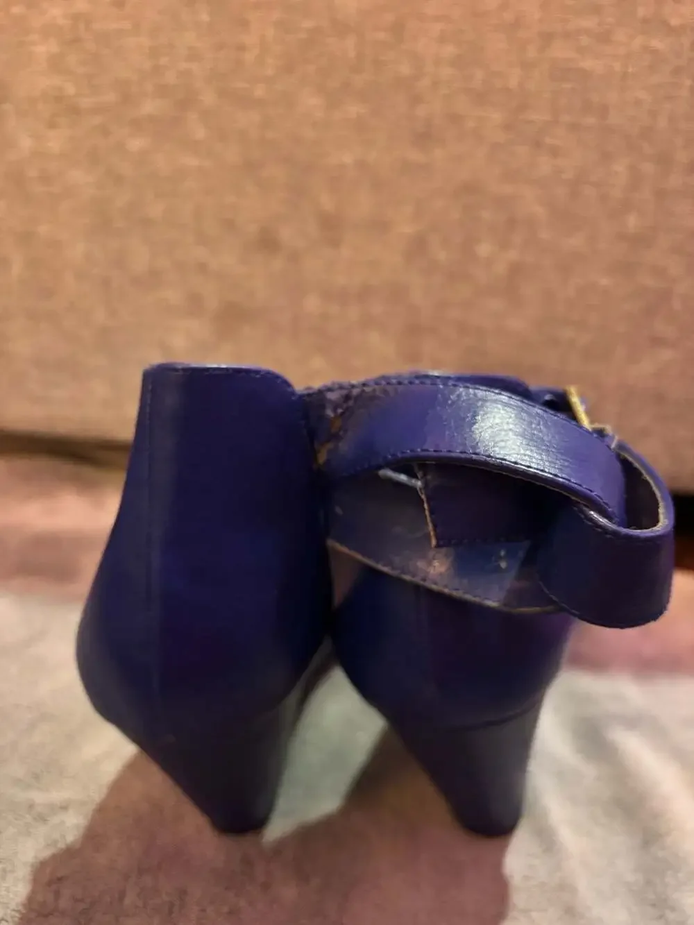 American Eagle Blue Ankle Strap Wedge Sandals With Aztec Print Insoles 9.5